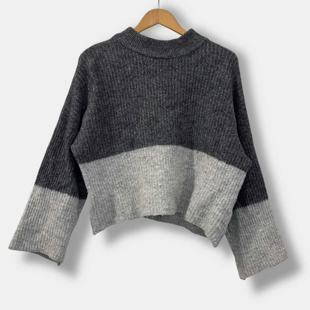 Subdued, Boxy Wide Sleeve Knit Sweater, S, in Grey